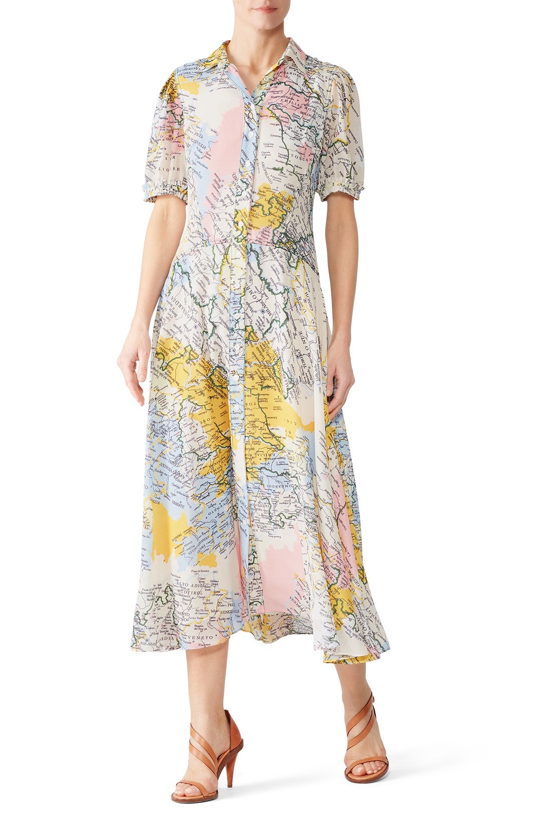 Map Button-Down Midi Dress by Derek Lam 10 Crosby 0