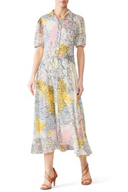 Map Button-Down Midi Dress by Derek Lam 10 Crosby