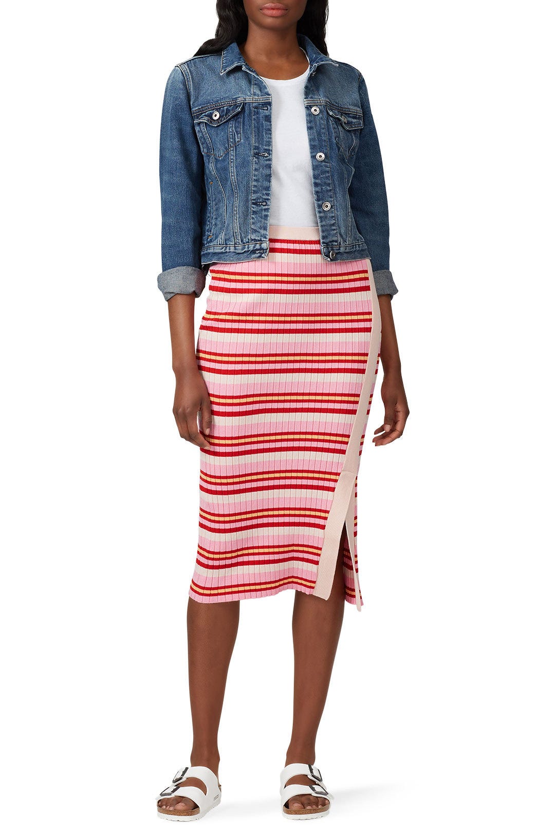 Striped Snap Rib Skirt by 525 America 0
