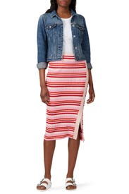 Striped Snap Rib Skirt by 525 America