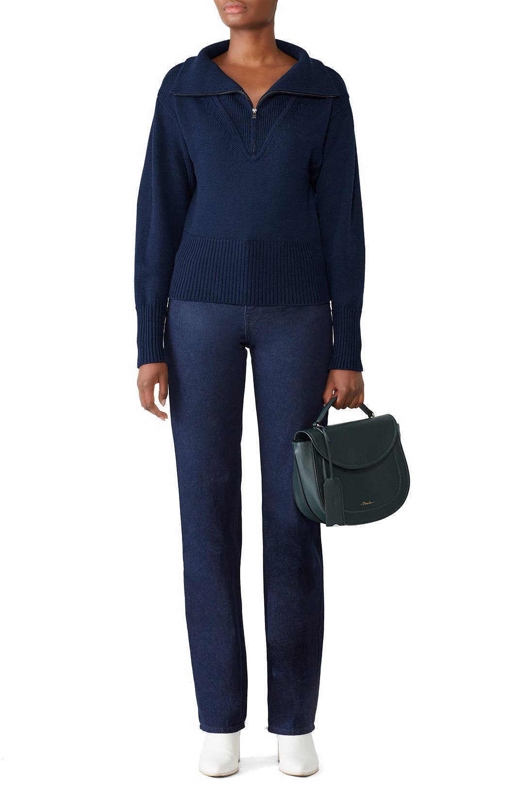 JIL SANDER NAVYニット ネイビー XS 上品 着回し Navy Zip Up Sweater by Jil Sander Navy | Rent the Runway