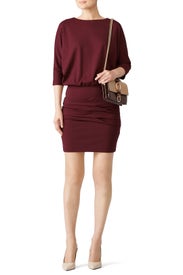 Burgundy Blouson Dress by Nicole Miller
