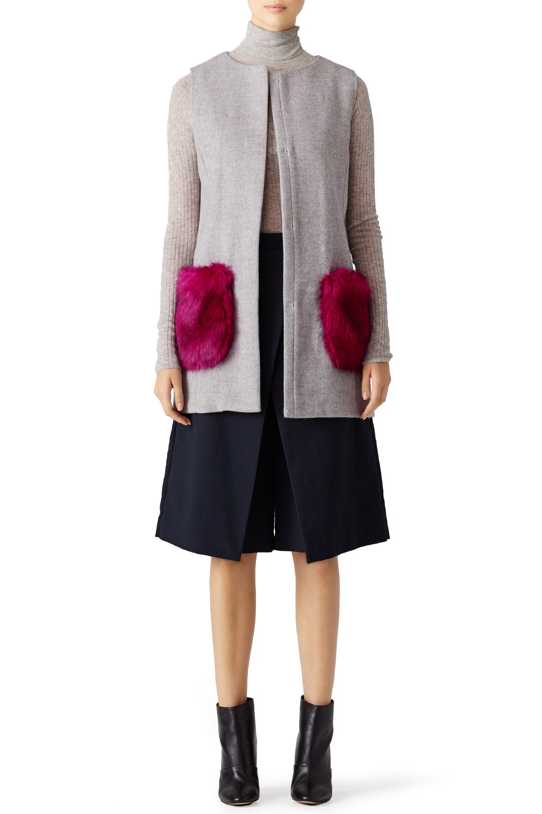 Orchid Pocketed Grey Vest by Unreal Fur 0