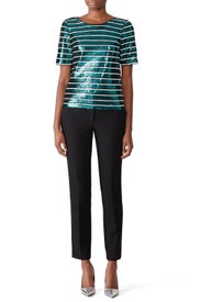 Green Stripe Sequin Top by Badgley Mischka