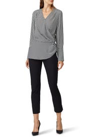 Striped Wrap Blouse by Badgley Mischka