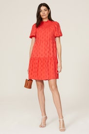 Coral Eyelet Tiered Dress by Donna Morgan
