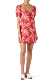 Leaf Print Tie Front Mini Dress by J.O.A.