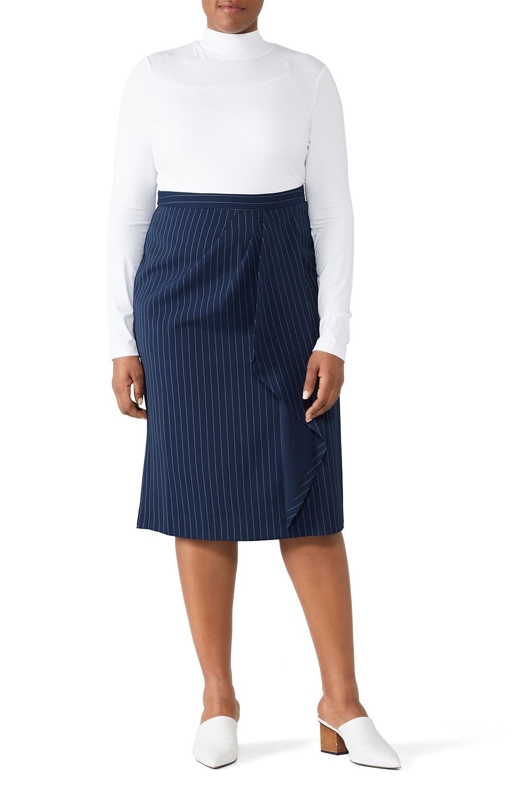 Draped Pinstripe Pencil Skirt by Jason Wu x ELOQUII | Rent the Runway