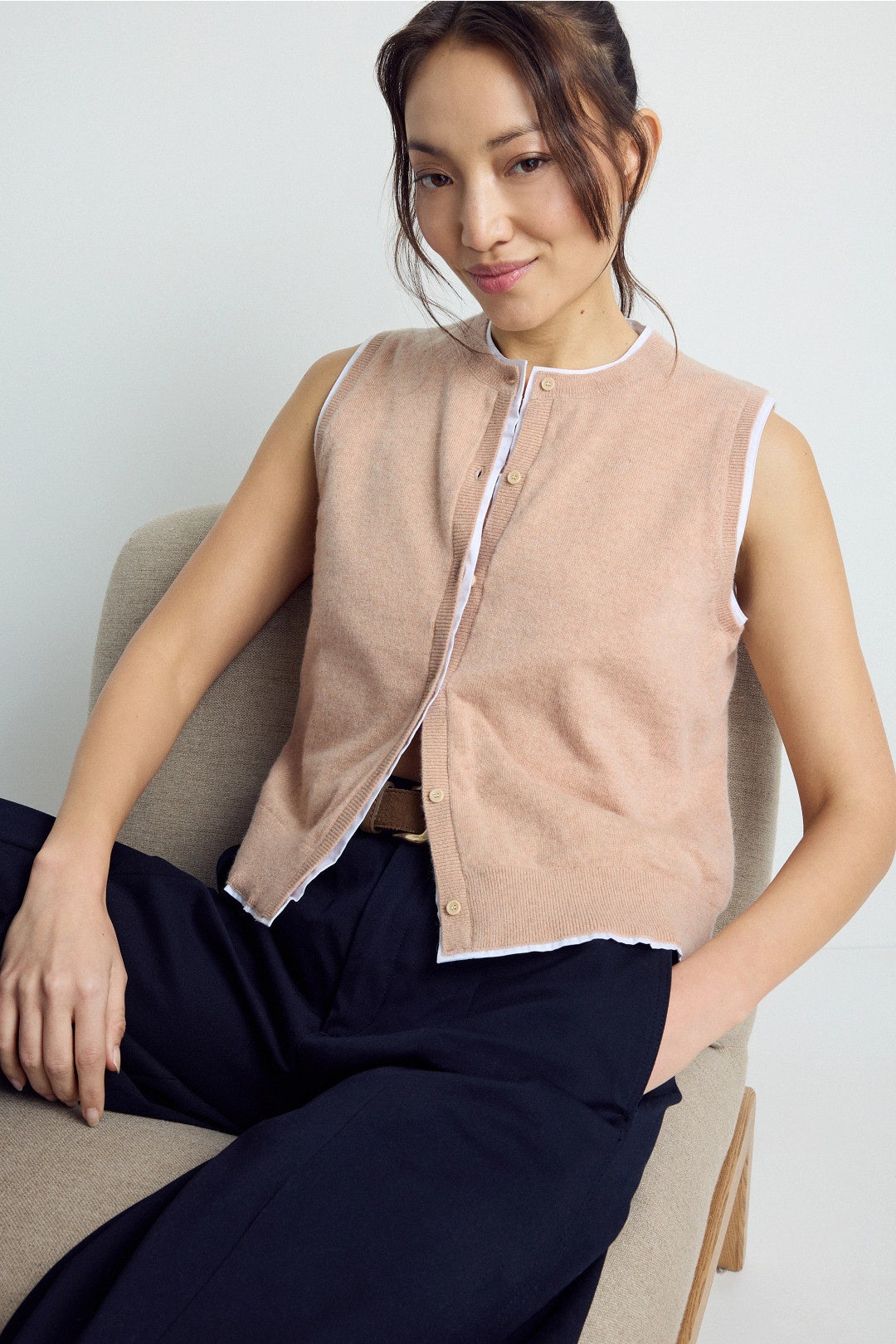 Coastal Cashmere Dual Sided Mixed Media Vest Top by NAADAM 0