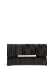 Black Leather Flap Clutch by Sondra Roberts