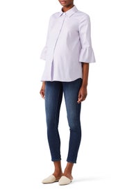 Lilac Oxford Maternity Shirt by Slate & Willow