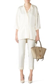 Satin Band Collar Shirt by Victor Alfaro