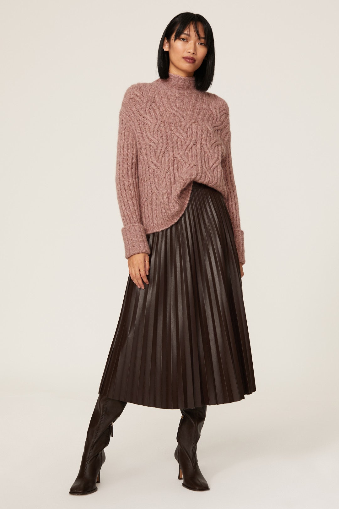 Mirrored Cable Knit Turtleneck by VINCE. 0