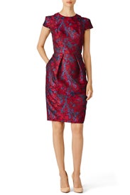 Cranberry Jacquard Dress by Carmen Marc Valvo