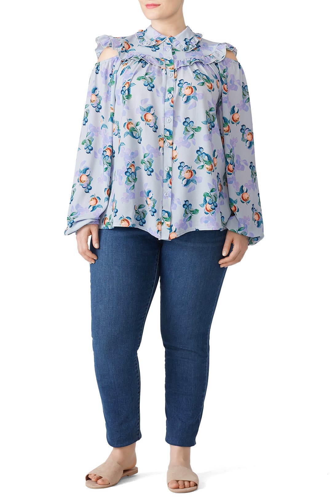 Peach Print Blouse by LOST INK | Rent the Runway