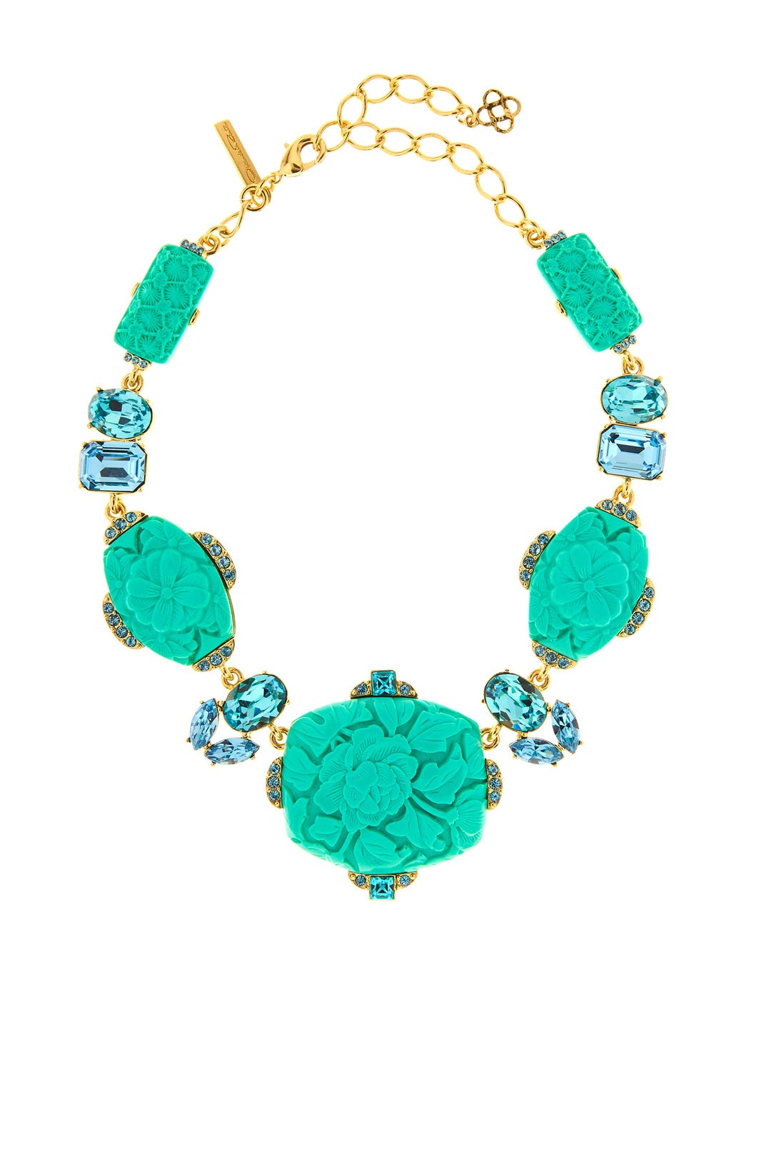 Aqua Resin Crystal Necklace by Oscar de la Renta