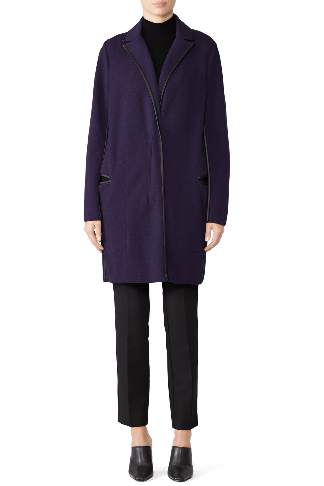 Leather Trim Knit Jacket by Victor Alfaro 0