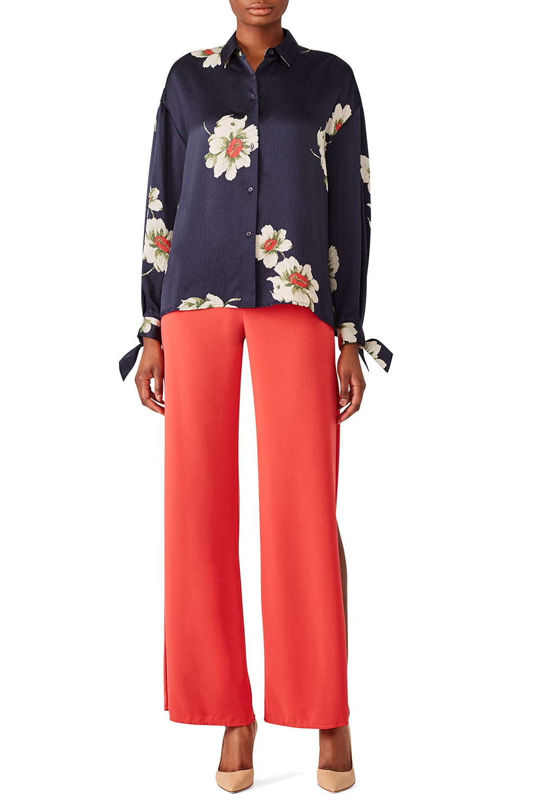 Gardenia Floral Tie Sleeve Blouse by VINCE. 0