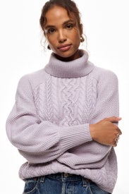 Bishop Sleeve Cable Knit Sweater by Adam Lippes x RTR