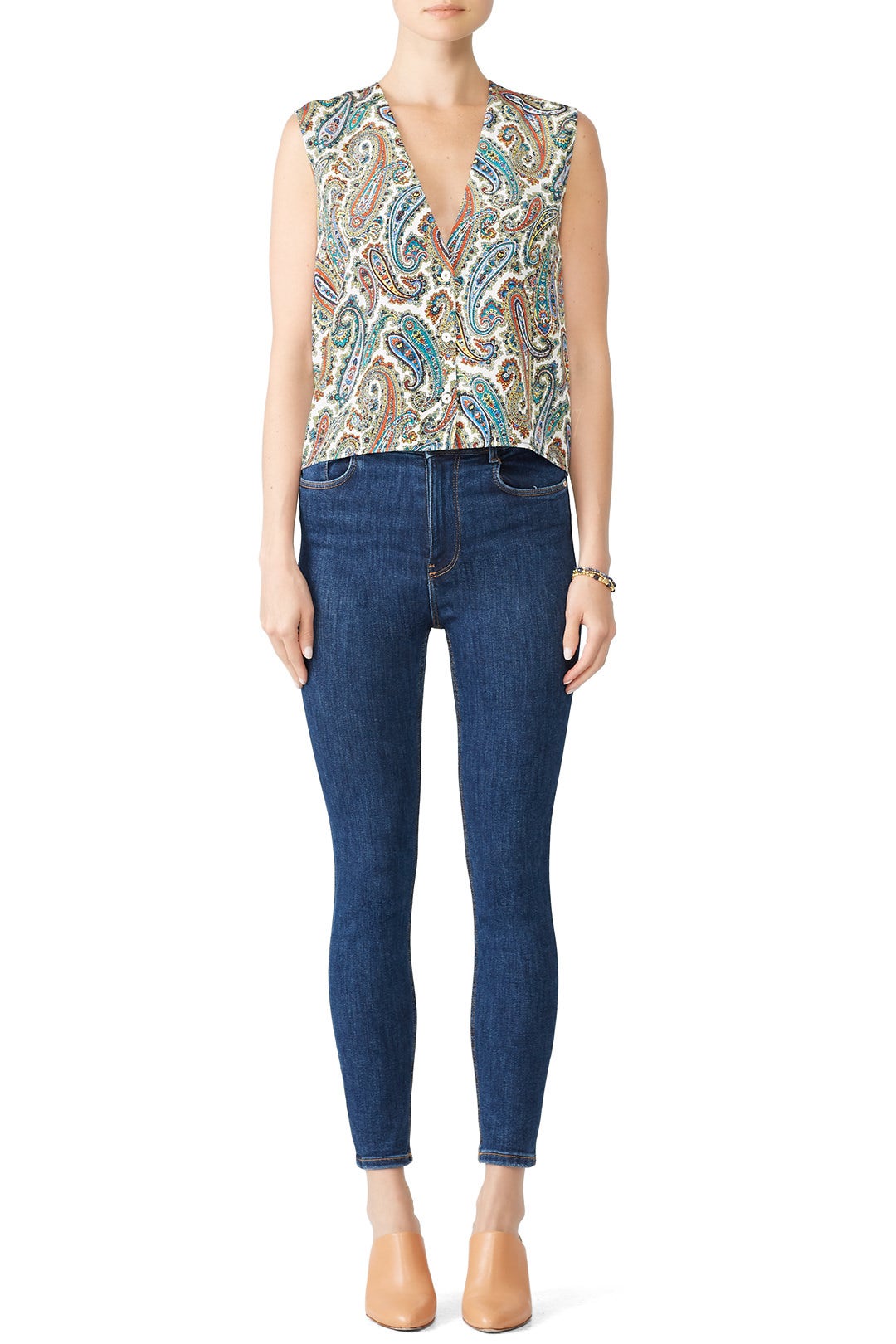 Barton Ivory V-Neck Shirt by Diane von Furstenberg 0