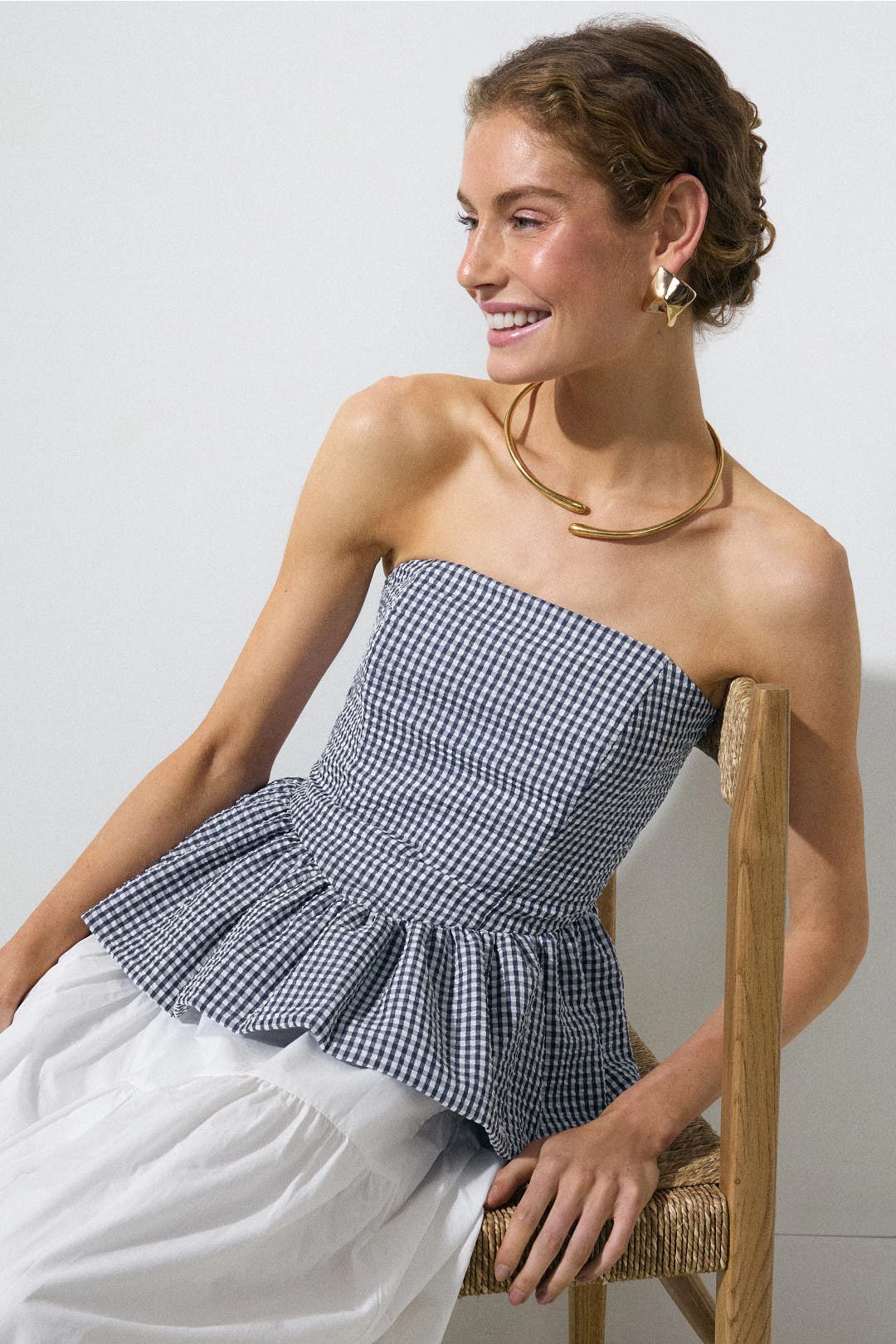 Gingham Peplum Tube Top by Hutch | Rent the Runway