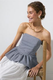 Gingham Peplum Tube Top by Hutch