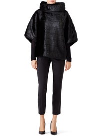 Black Faux Mink Cape by kate spade new york