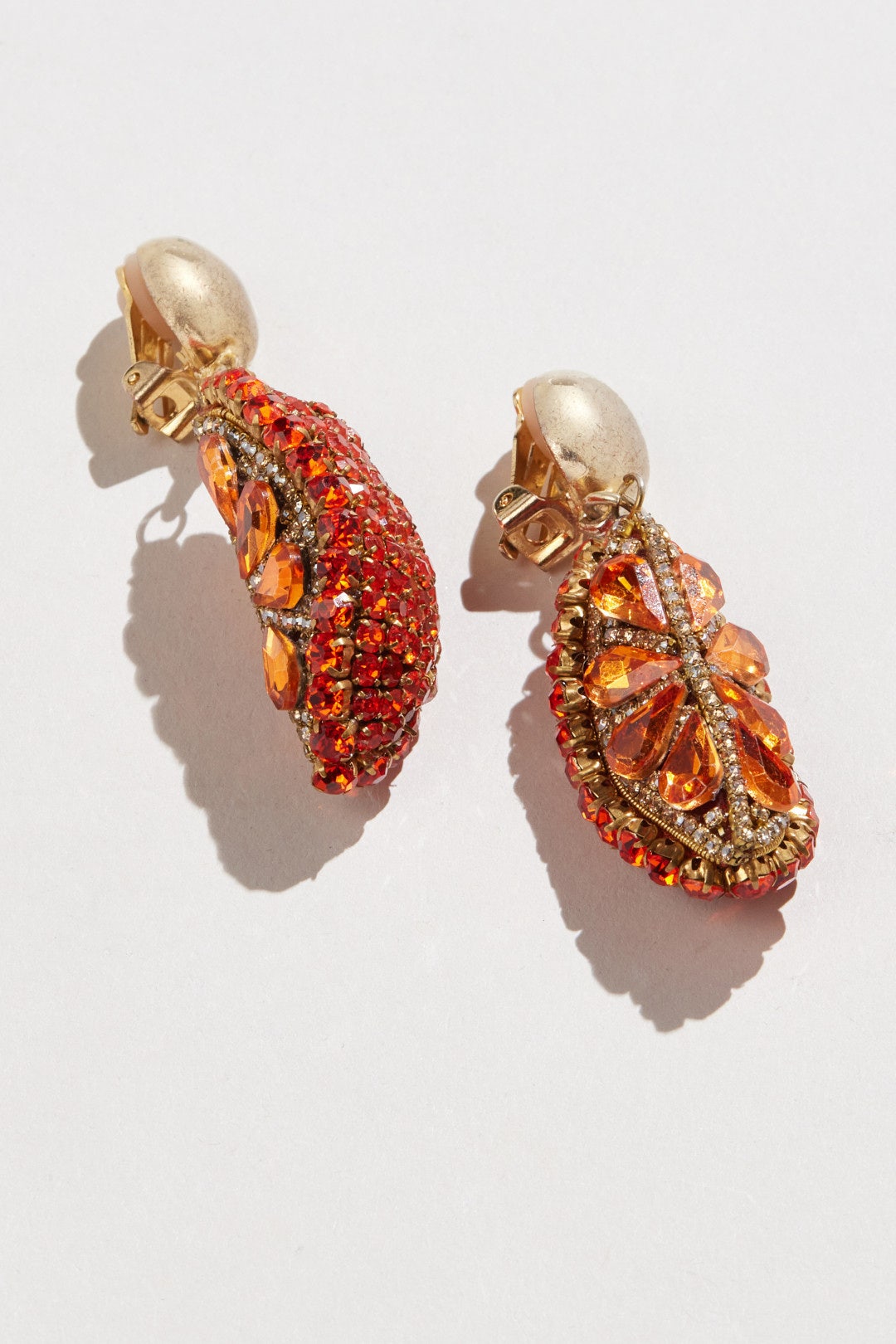open lace back dress Yarn Tassel Dangle Earrings Navy Orange