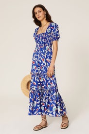 Painted Roses Smocked Dress by Tory Burch