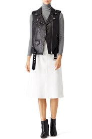 Black Castor Leather Moto Vest by VEDA