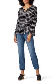 Celeste Plaid Peplum Top by Rails