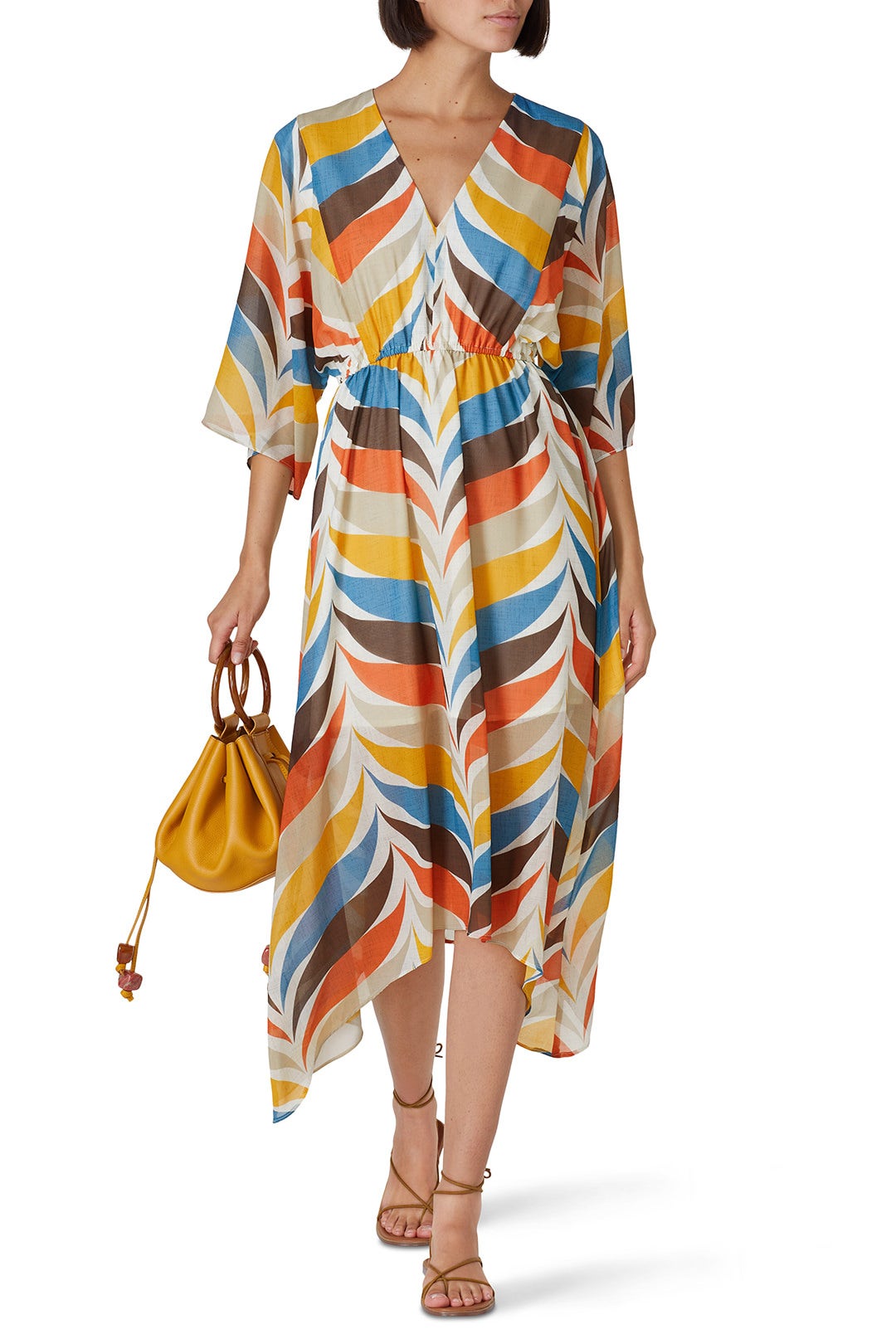 V-Neck Scarf Hem Dress by Slate & Willow 0