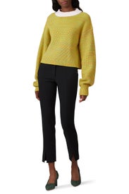 Cropped Crewneck Pullover by Tibi