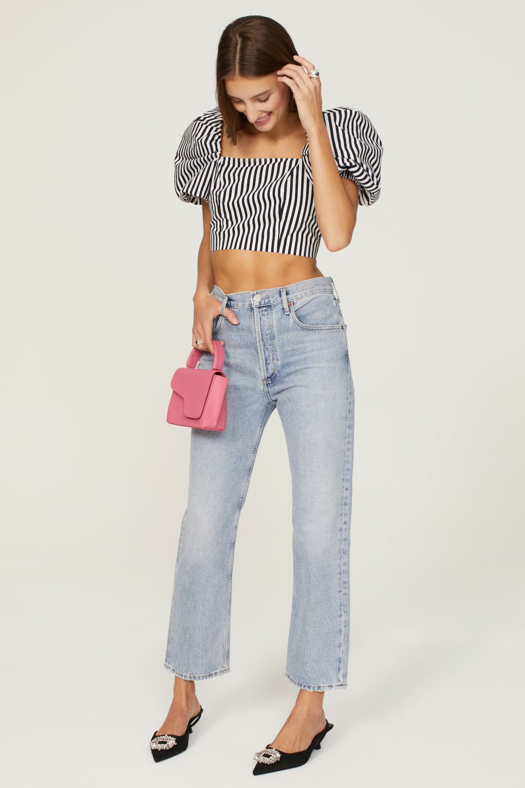 Toccin Puff Sleeve Top Blue-print