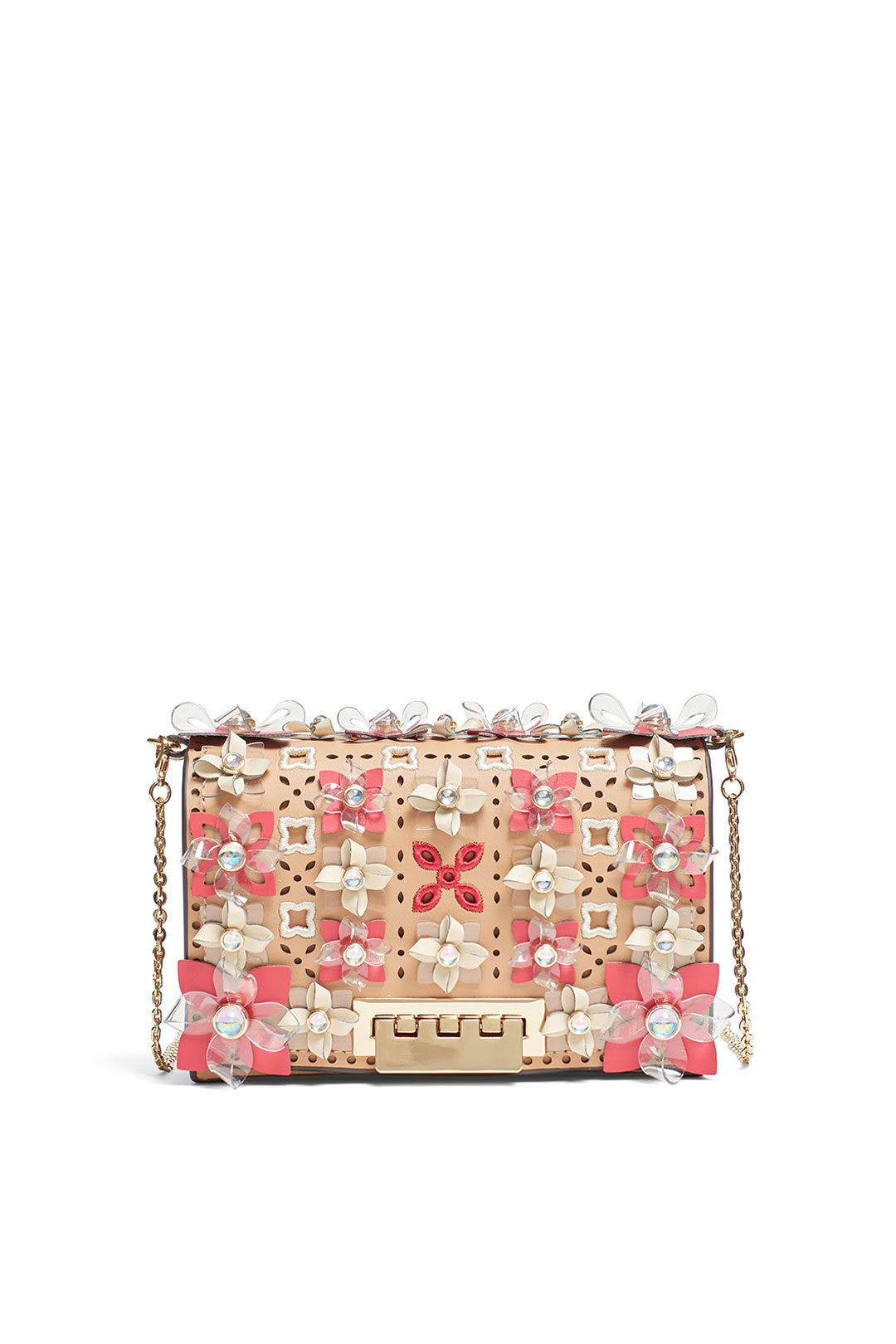 Latte Accordion Earthette Mini Chain Crossbody by ZAC Zac Posen Handbags
