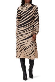 Printed Fluid Bardot Dress by Beaufille