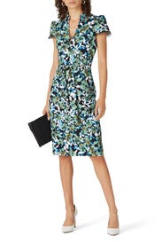 Blue Floral Collared Sheath by Badgley Mischka