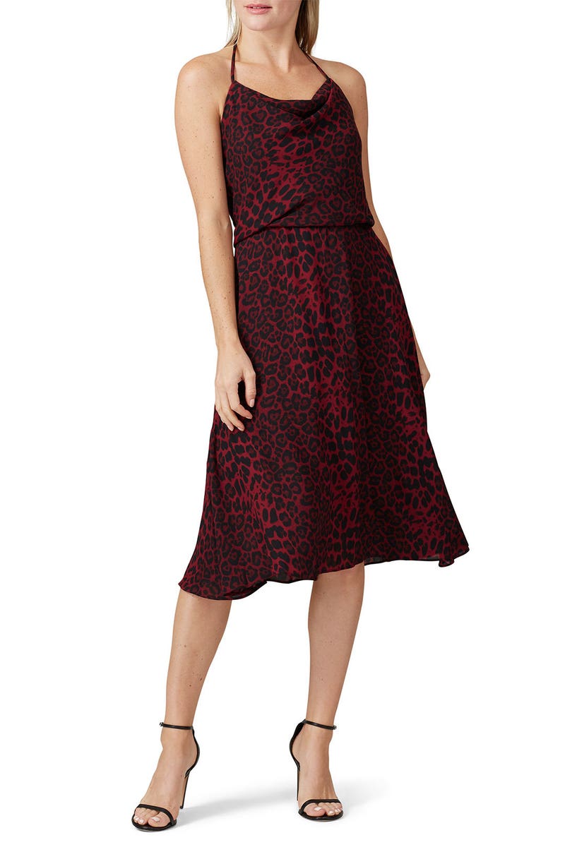 Burgundry Zherra Leopard Dress by Dress The Population - Photo 0