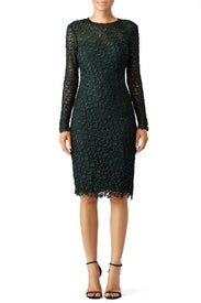 Green Ivy Leaf Lace Sheath by ML Monique Lhuillier