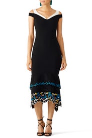 Black Crepe Embroidered Dress by Peter Pilotto