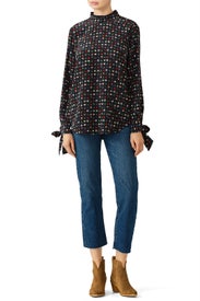 Black Floral Top by Equipment