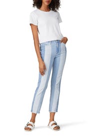 Cindy Patchwork Raw Hem Jeans by PAIGE