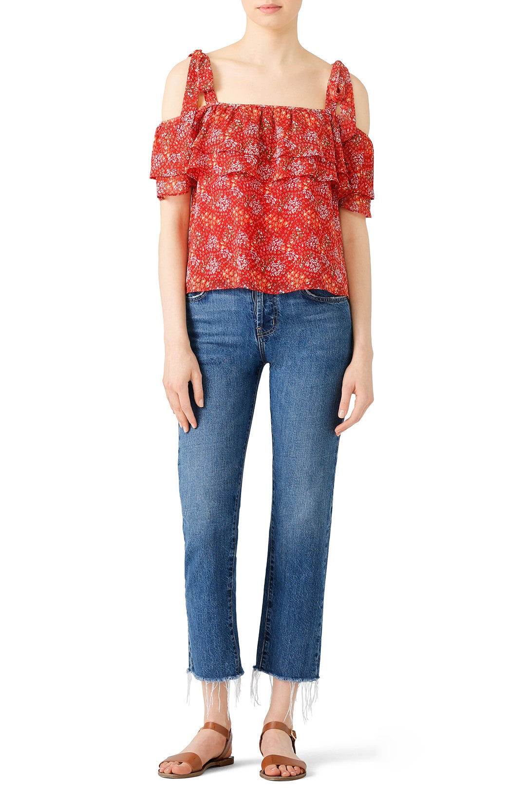 Red Floral Jamie Top by Rebecca Minkoff 0