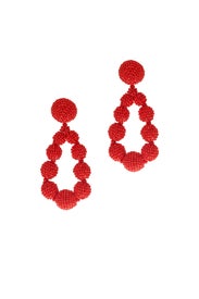 Red Beaded Teardrop Earrings by Sachin & Babi Accessories