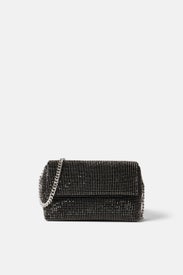 Black Rhinestone Flap Bag by Sondra Roberts
