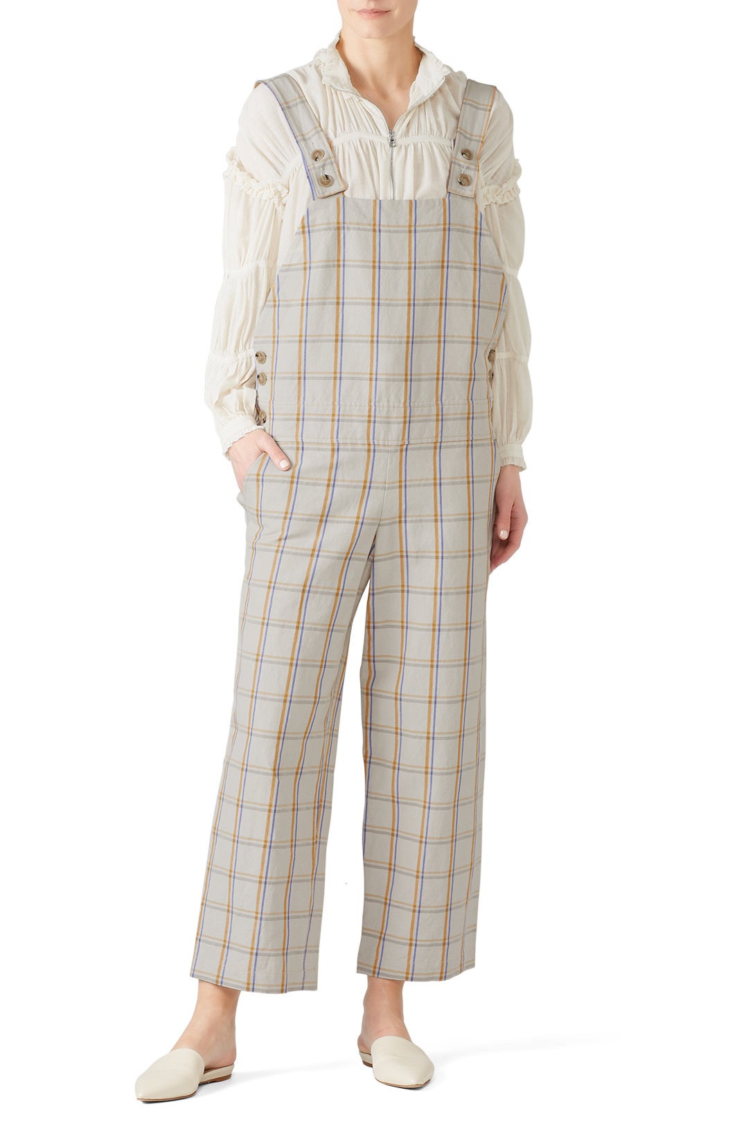 Relaxed Fit Plaid Jumpsuit by TEIJA 0