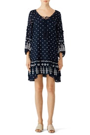 Navy Dotted Ruffle Dress by Derek Lam 10 Crosby