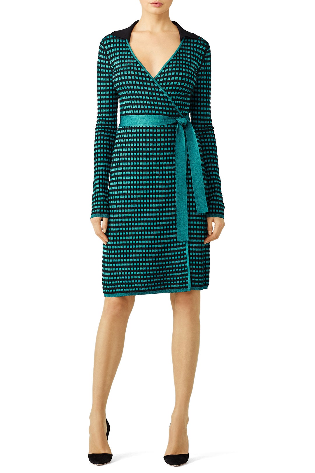 Checkered Wrap Dress by Diane von Furstenberg 0