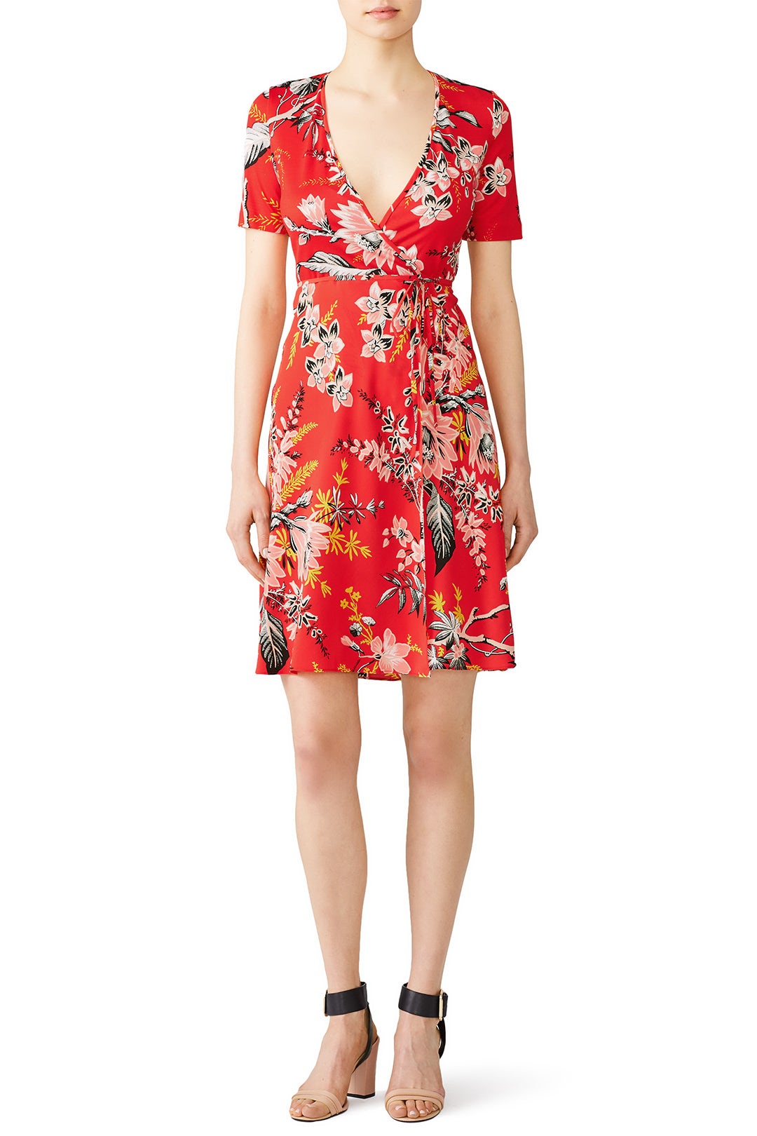 Red Flare Wrap Dress by Diane von Furstenberg 0