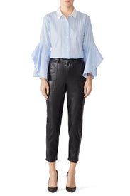 Stripe Ruffle Sleeve Shirt by SIMKHAI